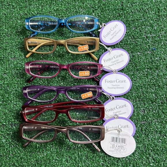 Foster Grant Eyeglasses +1.50 Lot Of 6 Multicolored Solid Front Tortise Arm NWT - Picture 1 of 13